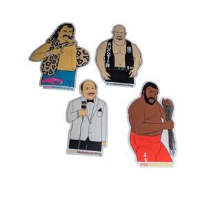 4x Enjoi Skateboards WWE Stickers Stone Cold/Jake Snake/Mean Gene/Junkyard Dog